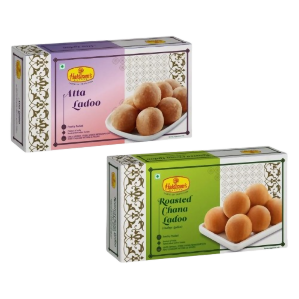 Haldiram's Atta Ladoo with Roasted Chana Ladoo | Grocsy