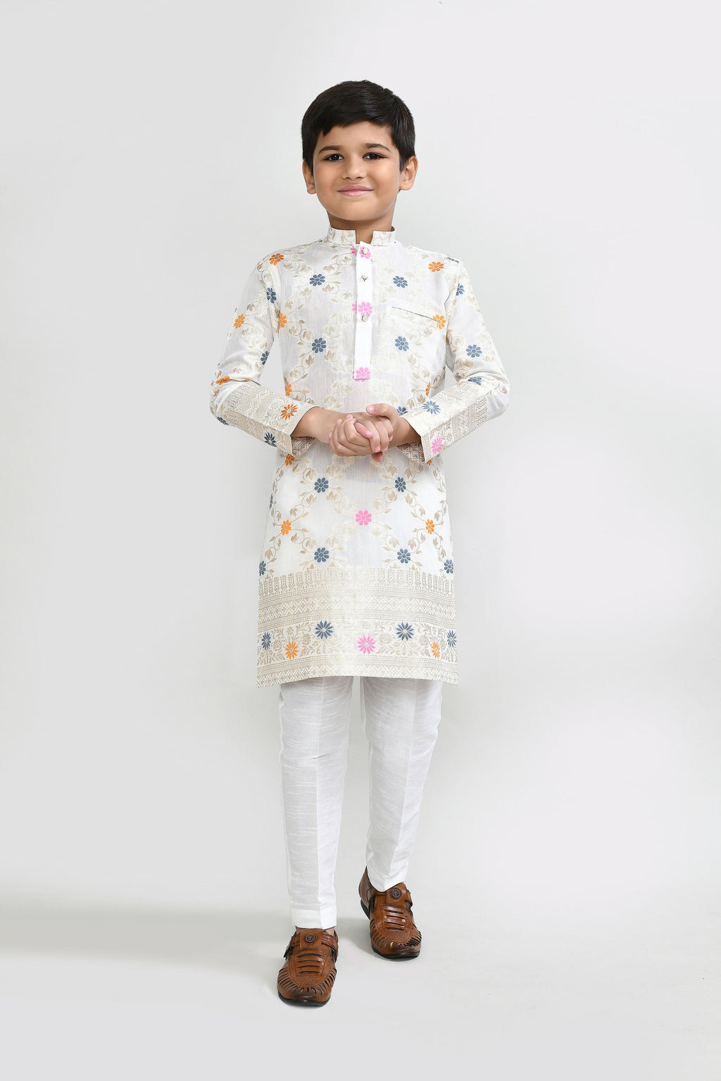 Joban Fashion Silk Off White Kurta With Straight Fit Pant | Grocsy