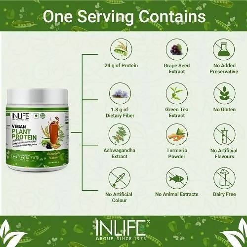Inlife Vegan Plant Protein Powder Chocolate Flavour | Grocsy