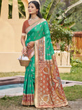 Shree Shyam Fashion Rama Green Pochampally Silk Saree | Grocsy
