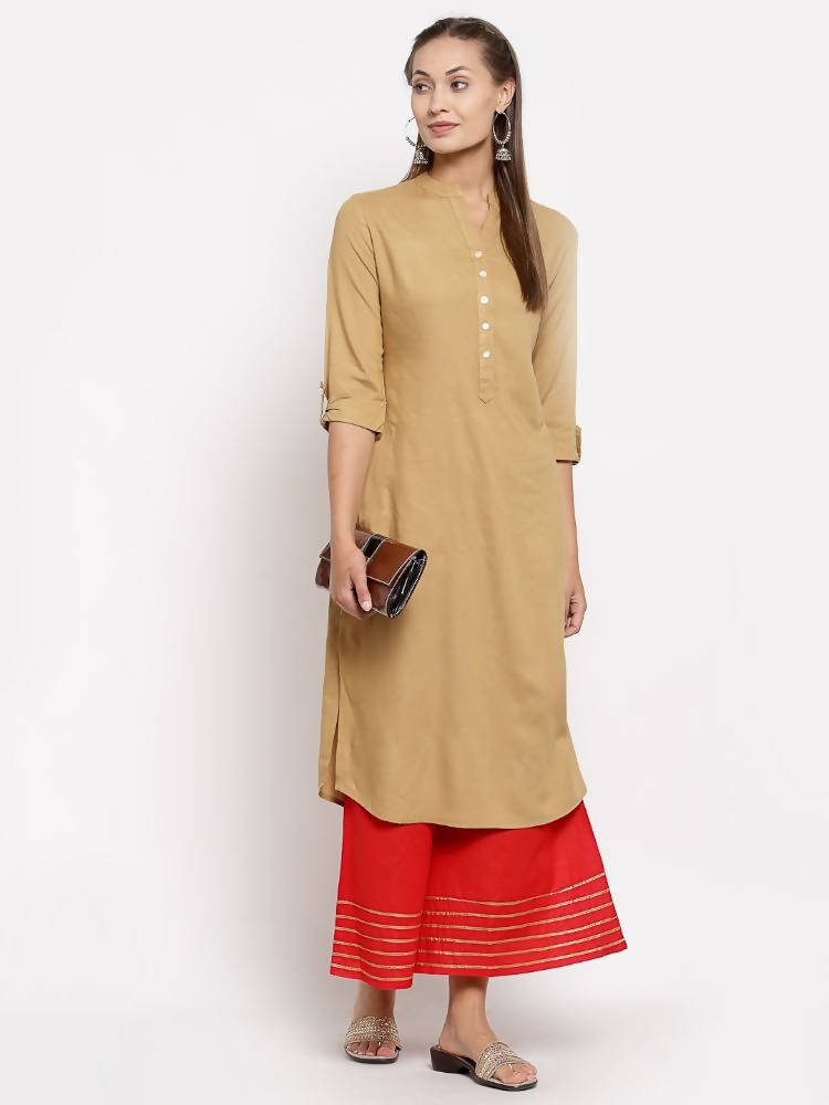 Myshka Women's Red Cotton Solid Casual Palazzo | Grocsy