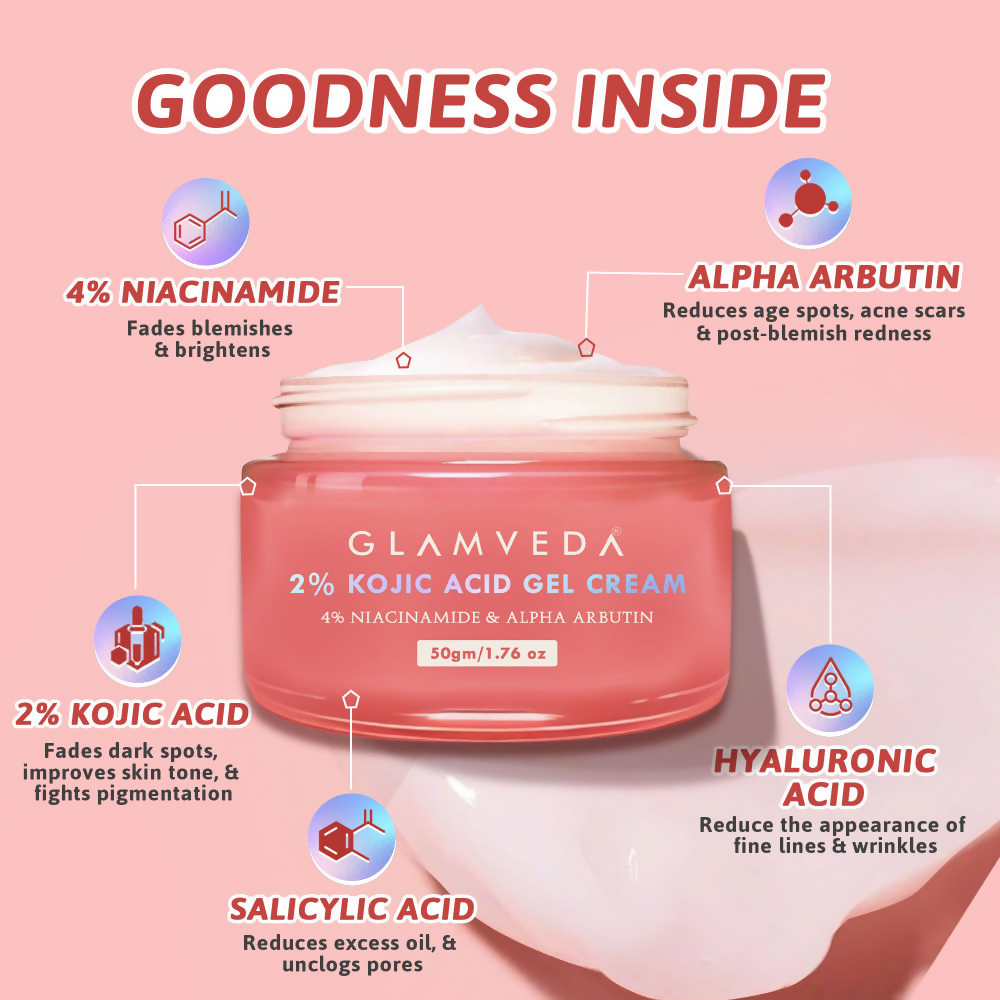 Glamveda 2% Kojic Acid Gel Cream | Grocsy