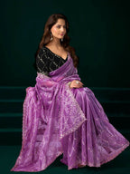Joban Fashion Lavender Net Party Wear Sarees | Grocsy