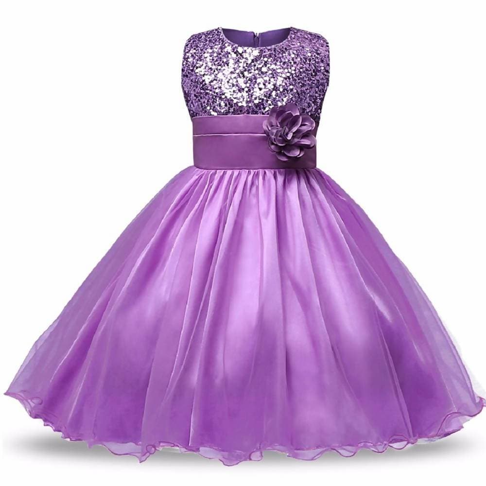 Asmaani Baby Girl's Lavender Color Satin A-Line Maxi Full Length Dress (AS-DRESS-22047) | Grocsy