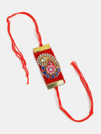 NVR Men Red Stone-Studded Rakhi With Roli Chawal | Grocsy