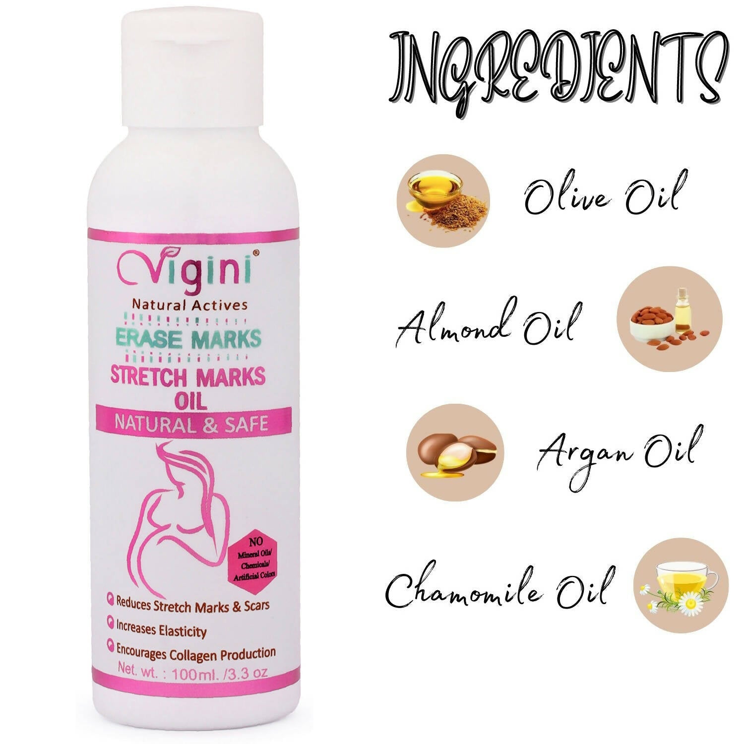 Vigini Natural Actives Stretch Marks Scars Removal Cream Oil | Grocsy