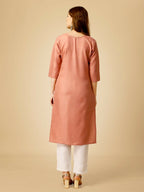 Jyoti Fashion Women's Gajri Cotton Blend Embroidered Kurta Pant Set | Grocsy
