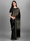 Vegaa Fashion Black Georgette Embroidered Party Wear Saree | Grocsy