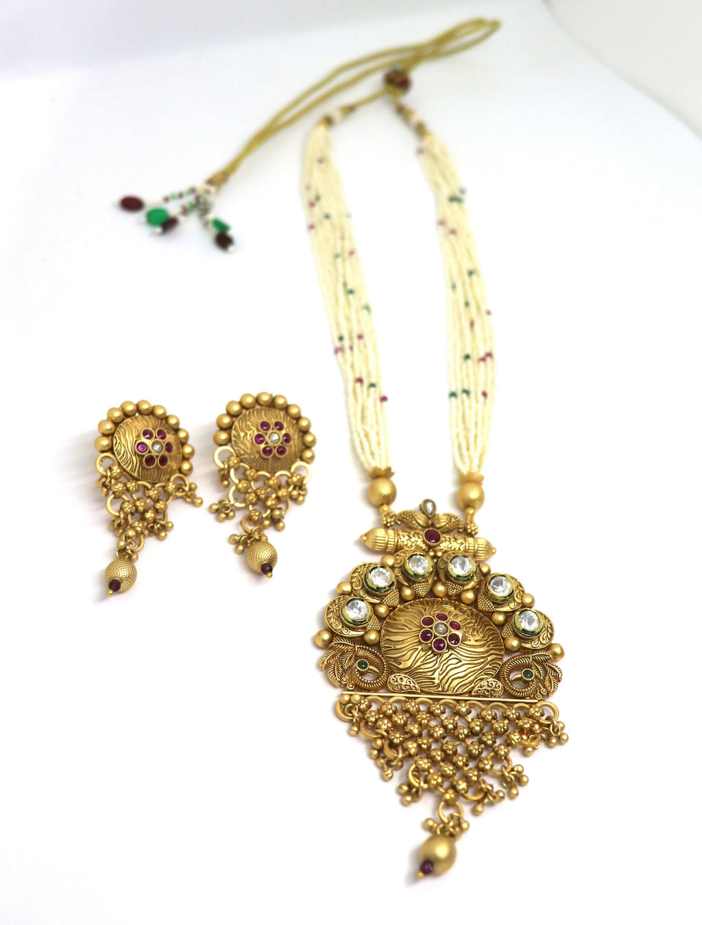 Joban Fashion White With Rajwadi Polish Necklace Set | Grocsy