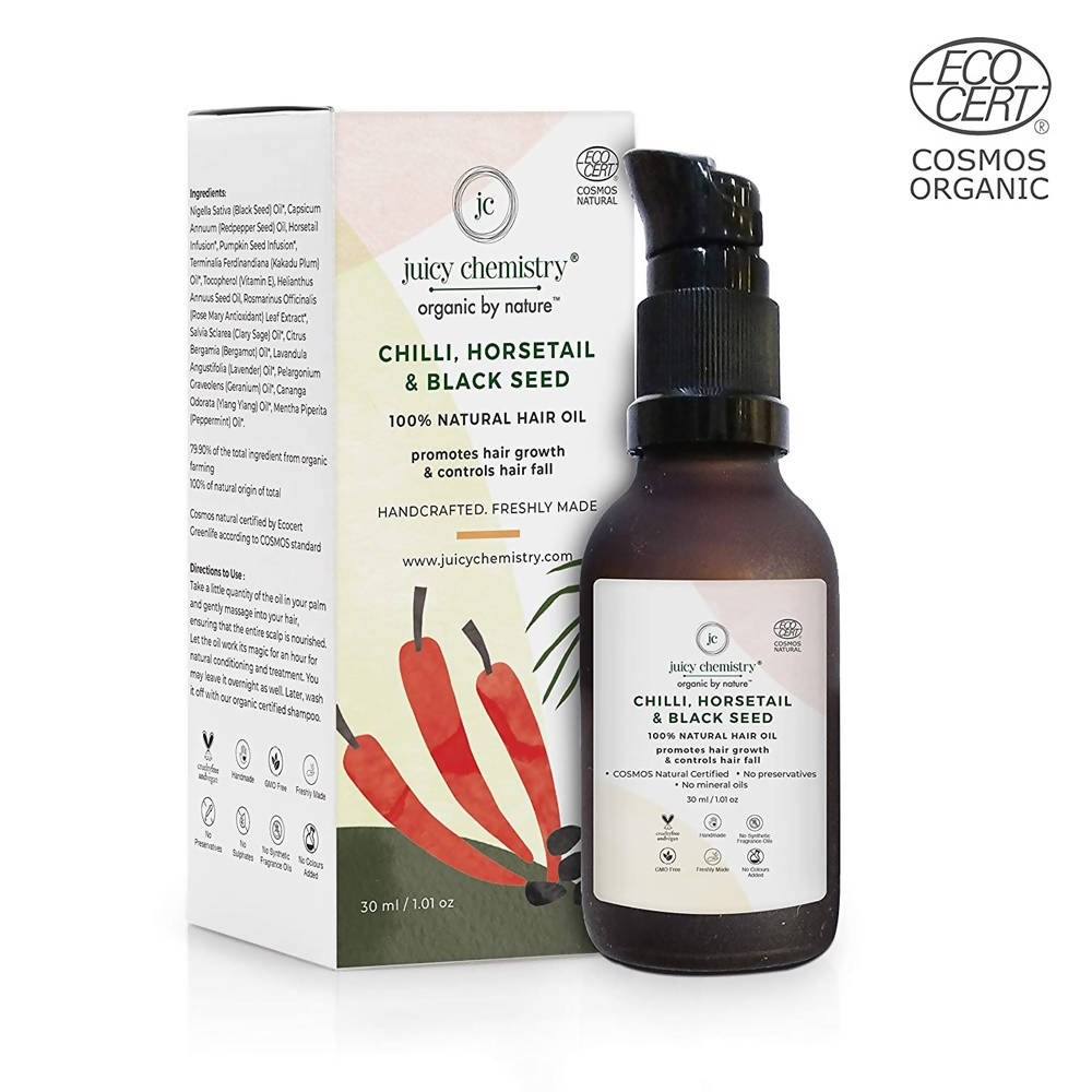 Juicy Chemistry Chilli Horsetail and Blackseed Hair Oil | Grocsy