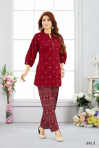Joban Fashion Cotton Maroon Color Kurta Set | Grocsy