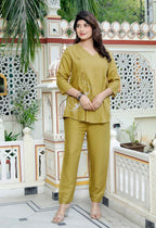 Miravan Women's Mehandi Solid Co-Ord Set | Grocsy