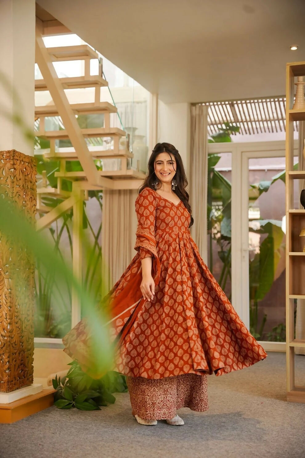 Aayaa Designer Cotton Silk Suit - Maroon | Grocsy