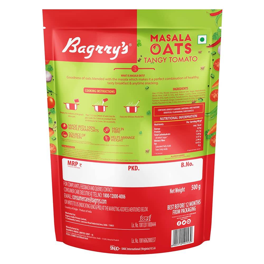 Bagrry's Masala Oats Tangy Tomato | Grocsy