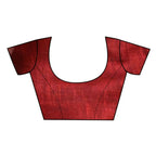 Very Much Indian Handloom Pure Cotton Linen Saree With Golden Border - Dark Maroon | Grocsy