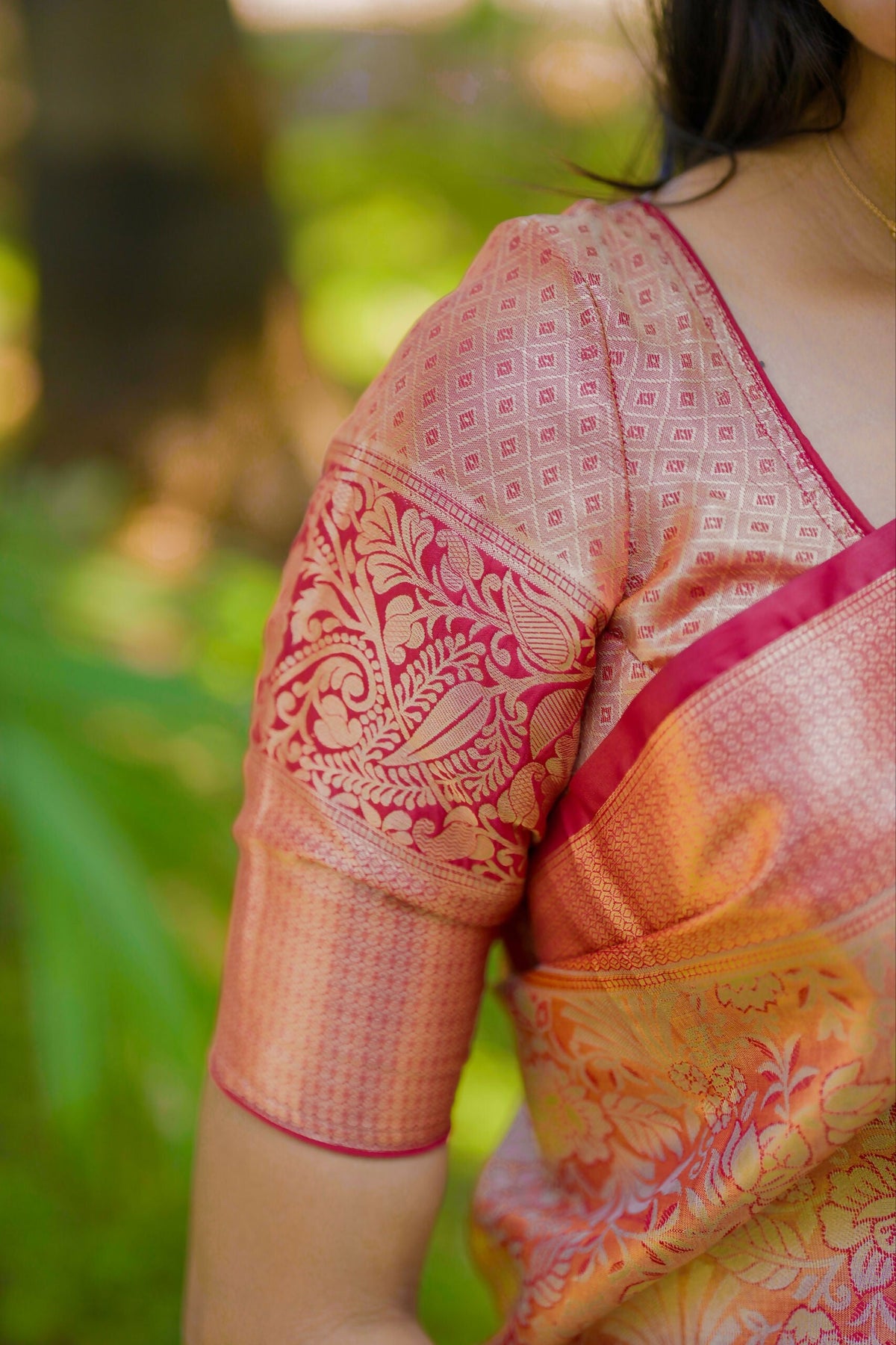 Prime Volt Bridal Kanchipuram Silk Saree with Rich Zari Weaving & Contrast Border-Orange | Grocsy