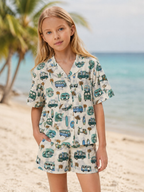 Breathables Woven Cotton Half Sleeves Beach Inspired Shirt & Shorts White | Grocsy