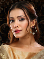 Ruby Raang Gold Polished Kundan Work Multi-Color Round Kundan Earrings | Grocsy