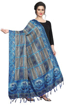 Vamika Blue Printed OM Designed Khadi Bhagalpuri Dupatta | Grocsy