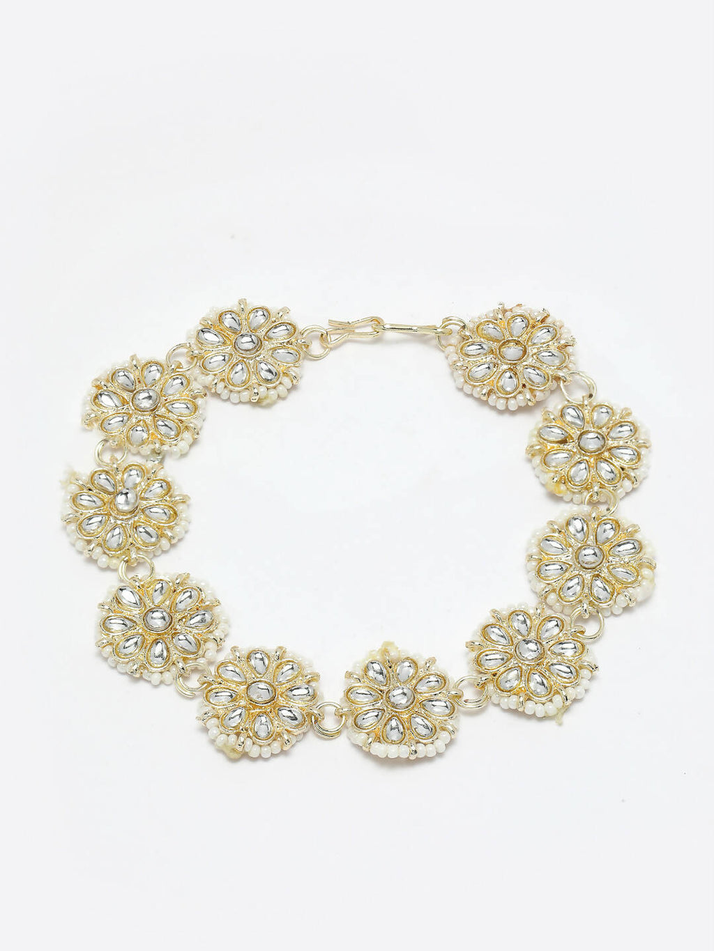 NVR Women's Gold-Polished Traditional Trending Matha Patti | Grocsy
