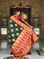 PR Fashion Freen Soft Banarasi Silk With Zari Weaving Meenakari Design Saree | Grocsy