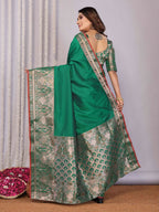 Joban Fashion Green Woven Banarasi Silk Sarees | Grocsy