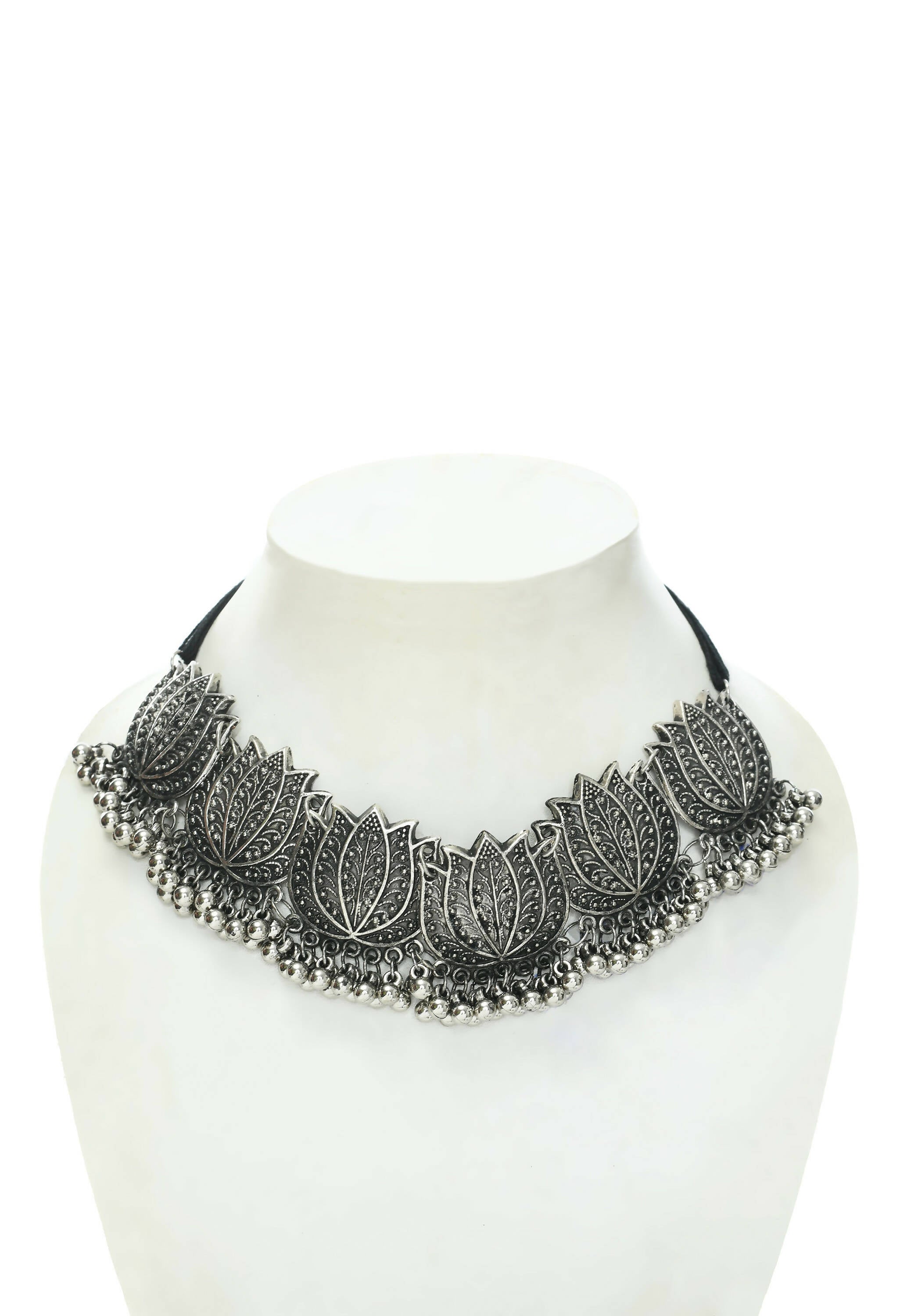 Mominos Fashion Johar Kamal Silver-Plated Brass Finish Lotus Design Choker For Women | Grocsy