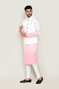 Joban Fashion White Colored Art Silk Fabric Kurta, Jacket With Straight Fit Pant | Grocsy