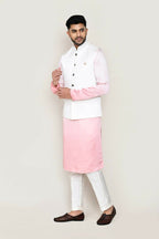 Joban Fashion White Colored Art Silk Fabric Kurta, Jacket With Straight Fit Pant | Grocsy