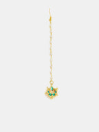 Ruby Raang Gold Green Kundan Earrings And Maang Tikka | Grocsy
