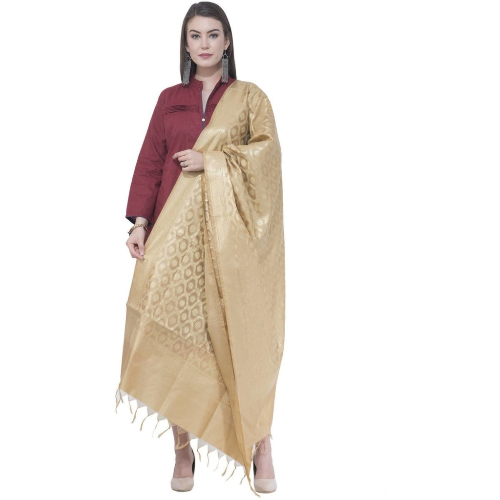 A R Silk Golden Color VNS Pastle Chanderi Cotton Dupattas and Chunnis | Grocsy