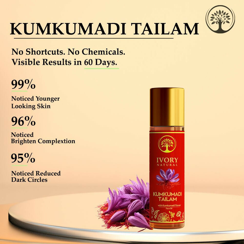 Ivory Natural Kumkumadi Tailam Face Oil - Saffron And Lotus Essence For Skin Revitalization | Grocsy