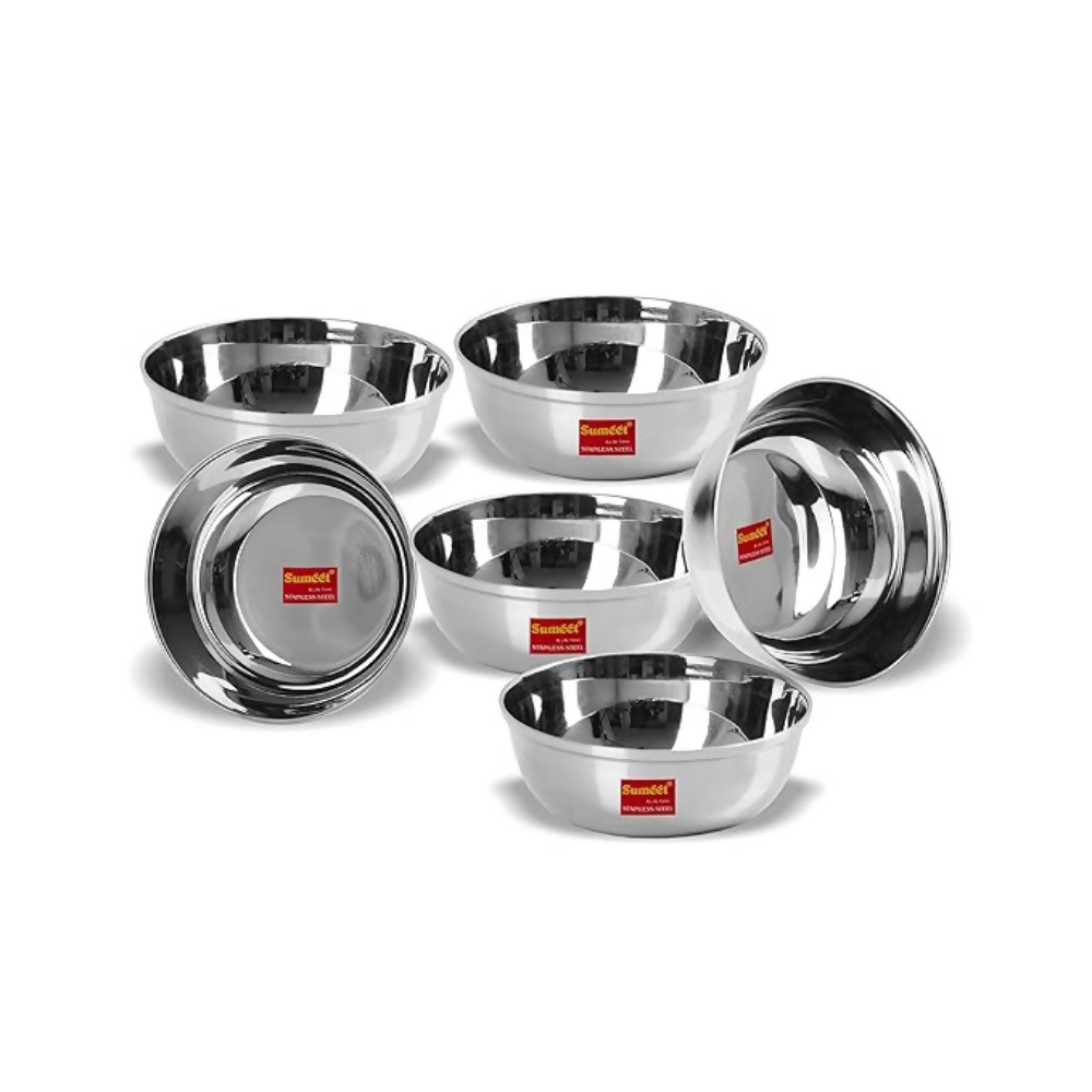 Sumeet Stainless Steel Heavy Gauge Bowl Set/Wati Set With Mirror Finish | Grocsy