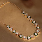 Kundan and Diamond Neckpiece with Meenakari (Gold) - Ruby Raang | Grocsy