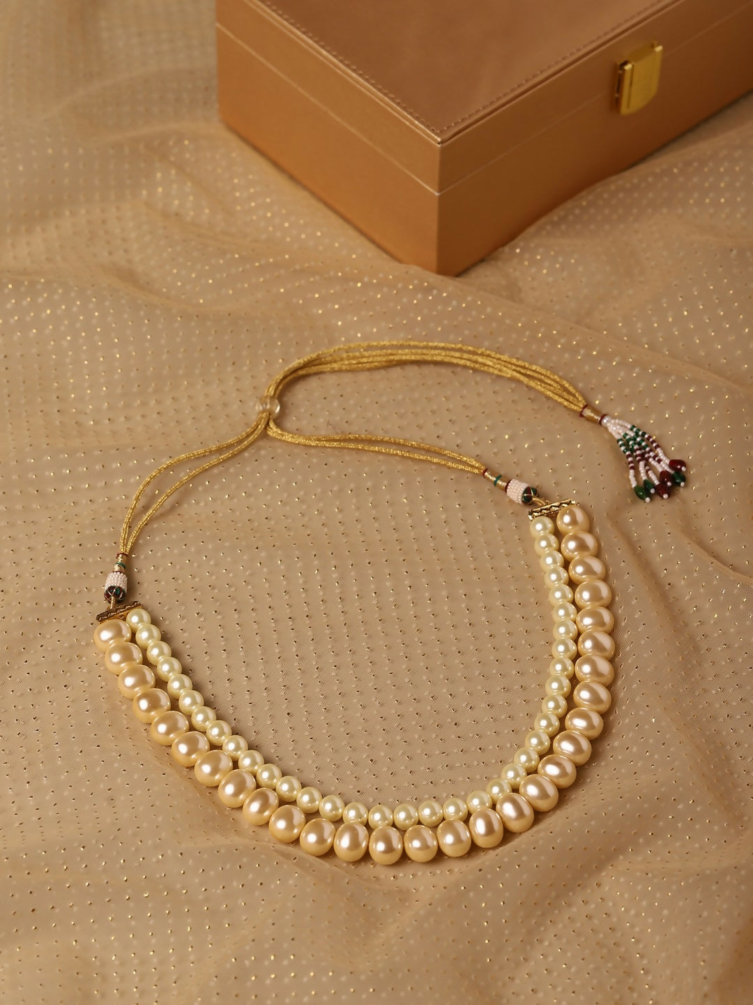 Layered Cream Pearl Neckpiece- Ruby Raang | Grocsy