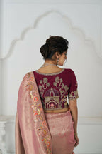 Kesar Fab Prettt Pink Color With Multi-Thread And Sequins Embroidery For Wedding Saree | Grocsy