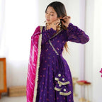 Teeya Creation Purple Faux Georgette Gown | Grocsy