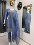 Teeya Creation Lavender Color Faux Georgette Embroidery Work Party Wear Salwar Suit | Grocsy
