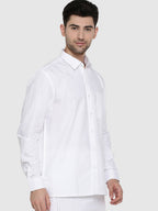Ramraj Cotton Mens Full Sleeve Formal Poly Cotton White Shirt | Grocsy