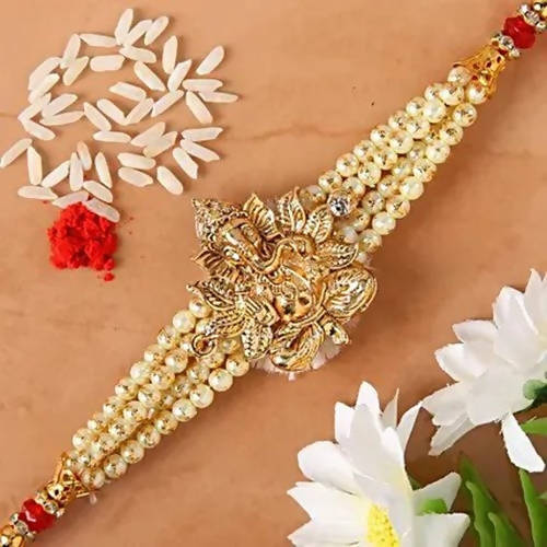 Ganesha Blessings Rakhi & Soan Papdi | Grocsy