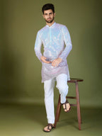 Vastranavya Ombre Pink Premium Real Georgette Thread Sequence & Embroidery work Kurta | Grocsy