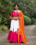 Yash Enterprise Orange Rayon Cotton Embroidery Semi Stitched Navratri Top Chaniya Choli | Grocsy