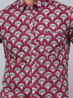 Miravan Men's Cotton Maroon Floral Printed Slim Fit Shirt | Grocsy