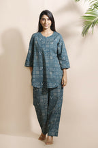 Breathables Abstract Green Cotton Kurta & Pant Co-Ord Set | Grocsy