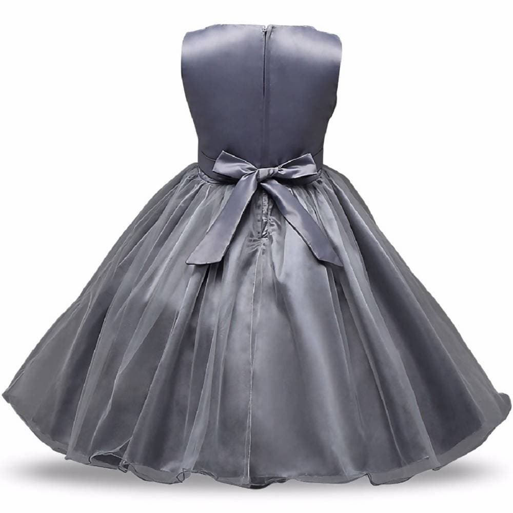 Asmaani Baby Girl Grey Color Satin A-Line Maxi Full Length Dress (AS-DRESS-22049) | Grocsy