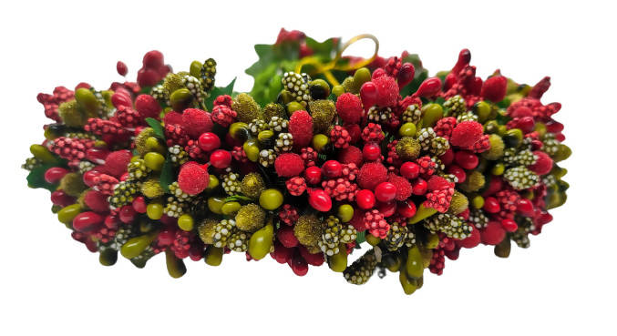 Green & Red Pollens Bridal Hair Gajra | Grocsy