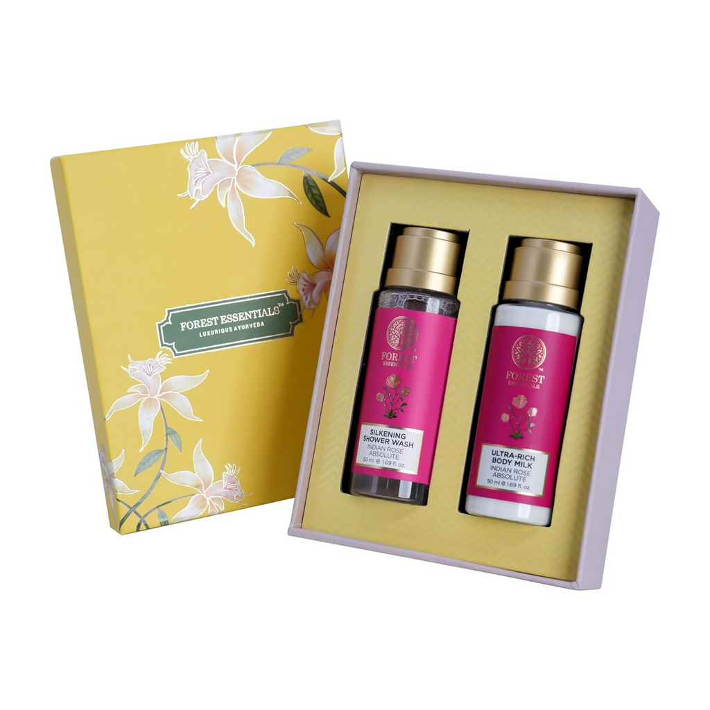Forest Essentials Indian Rose Body Care Duo Gift Box | Grocsy