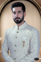 Joban Fashion Men's White Base Georgette Kurta with Pyjama | Grocsy
