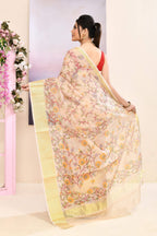 Piyari Fashion Women's Beige Embellished Cotton Blend Printed Saree | Grocsy