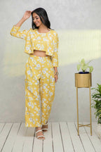 Myshka Women Yellow Printed Pastels Co-Ords | Grocsy